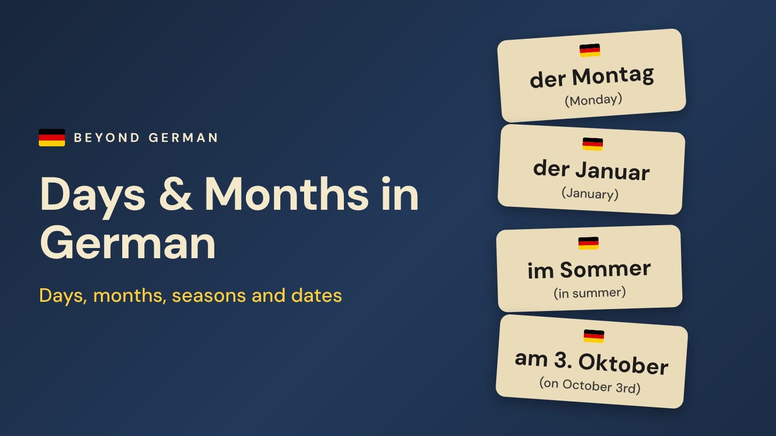 Days of the Week in German, Months and How to Say the Date