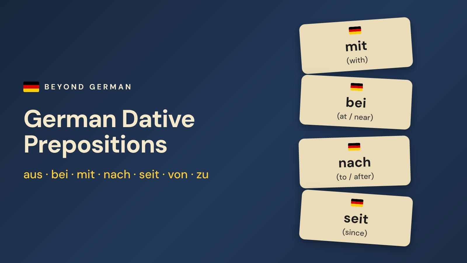 German Dative Prepositions: aus, bei, mit, nach, seit, von, zu