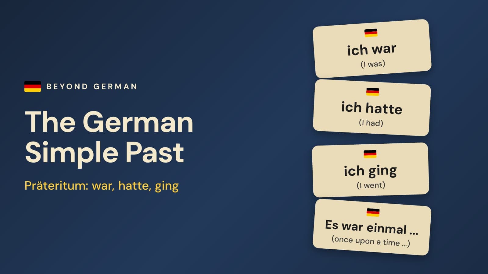 German Simple Past (Präteritum): War, Hatte, Ging + 30 Verbs