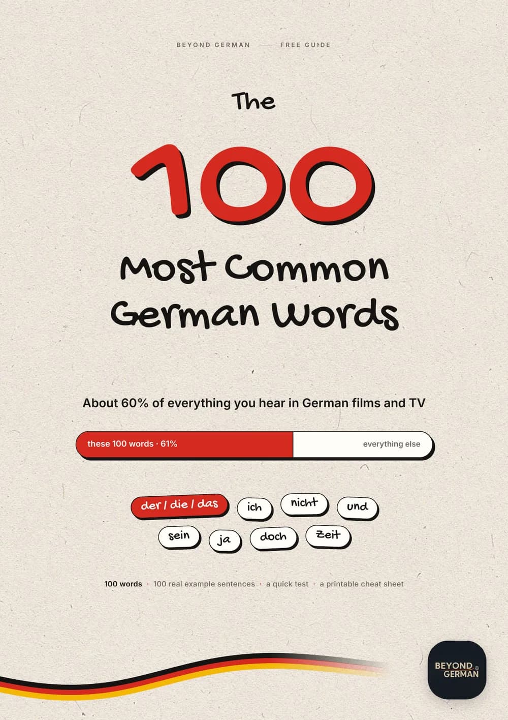Cover of the free PDF: The 100 Most Common German Words